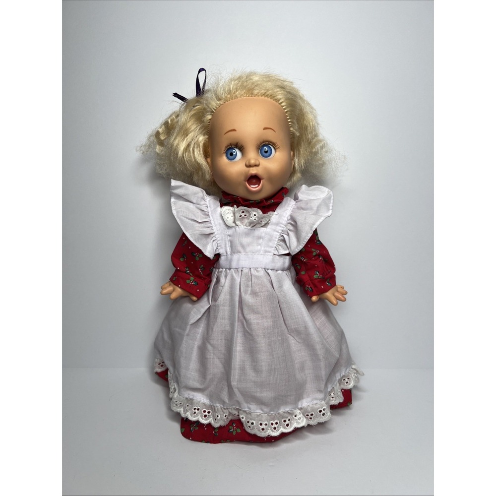 Vintage 1990 Galoob Baby Face So Surprised Suzie #2 Doll Mrs Claus Outfit